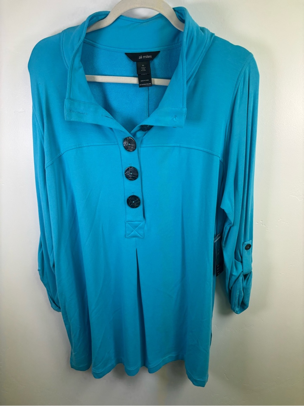 ALI MILES TUNIC TOP BLOUSE WOMEN XL
BLUE SOFT COTTON 3/4 SLEEVES